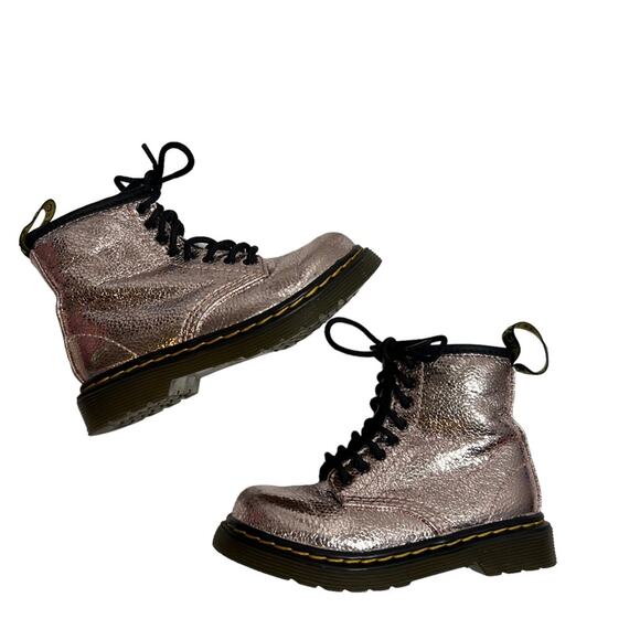 Dr. Doc Martens Airwair TODDLER 1460 CRINKLE METALLIC LACE UP BOOTS - Picture 1 of 6